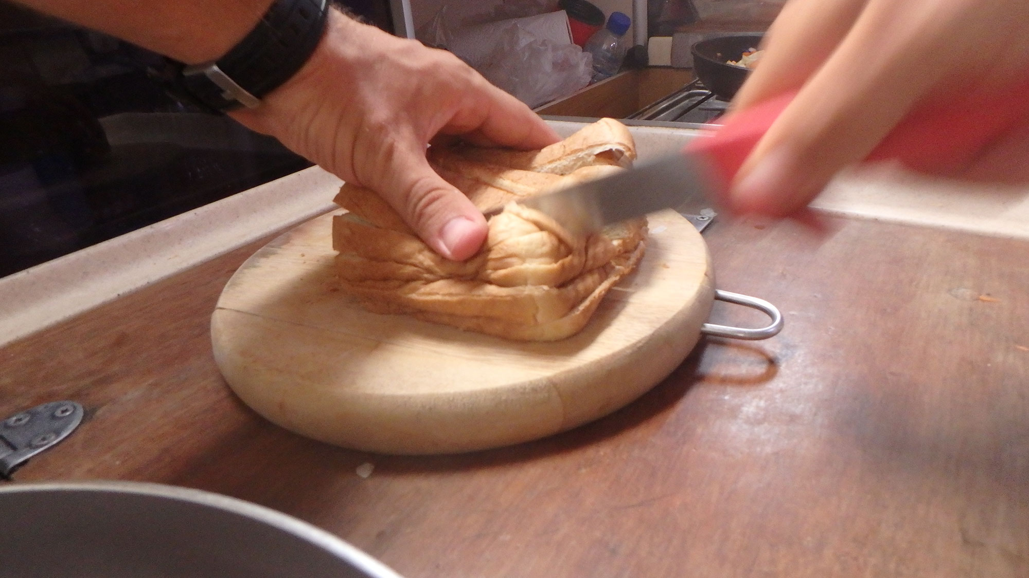 cutting bread
